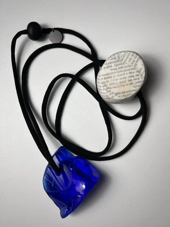 MARIA CALDERARA SS 24 Paper Mache/Cobalt Blue Murano Glass Necklace NWT - Picture 6 of 8